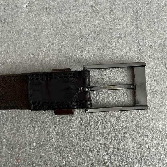 [34”/Max 45”]Ted Baker Dark Brown Leather Belt with Brassed Buckle- Italy - Picture 3 of 8